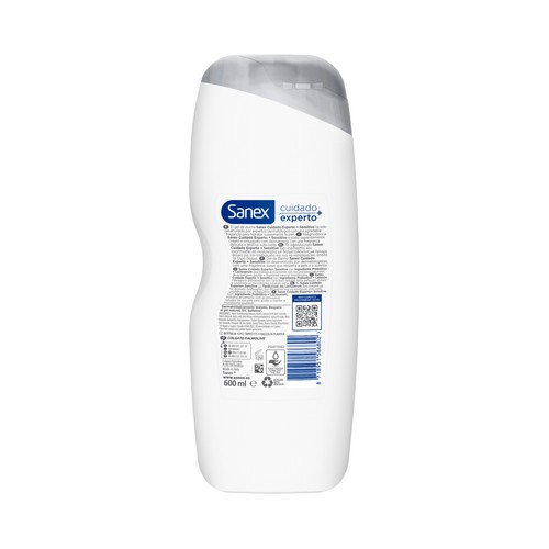 SANEX Cuidado experto+ Gel de ducha o baño, para piel sensible, que ayuda calmarla 600 ml.