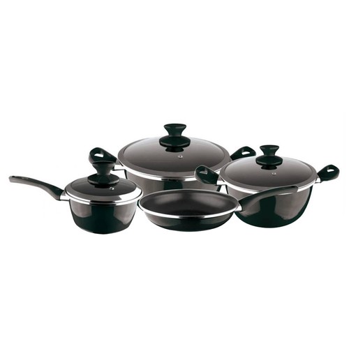 Batería de cocina de acero esmaltado de 4 piezas y 2 tapas Fit MAGEFESA.