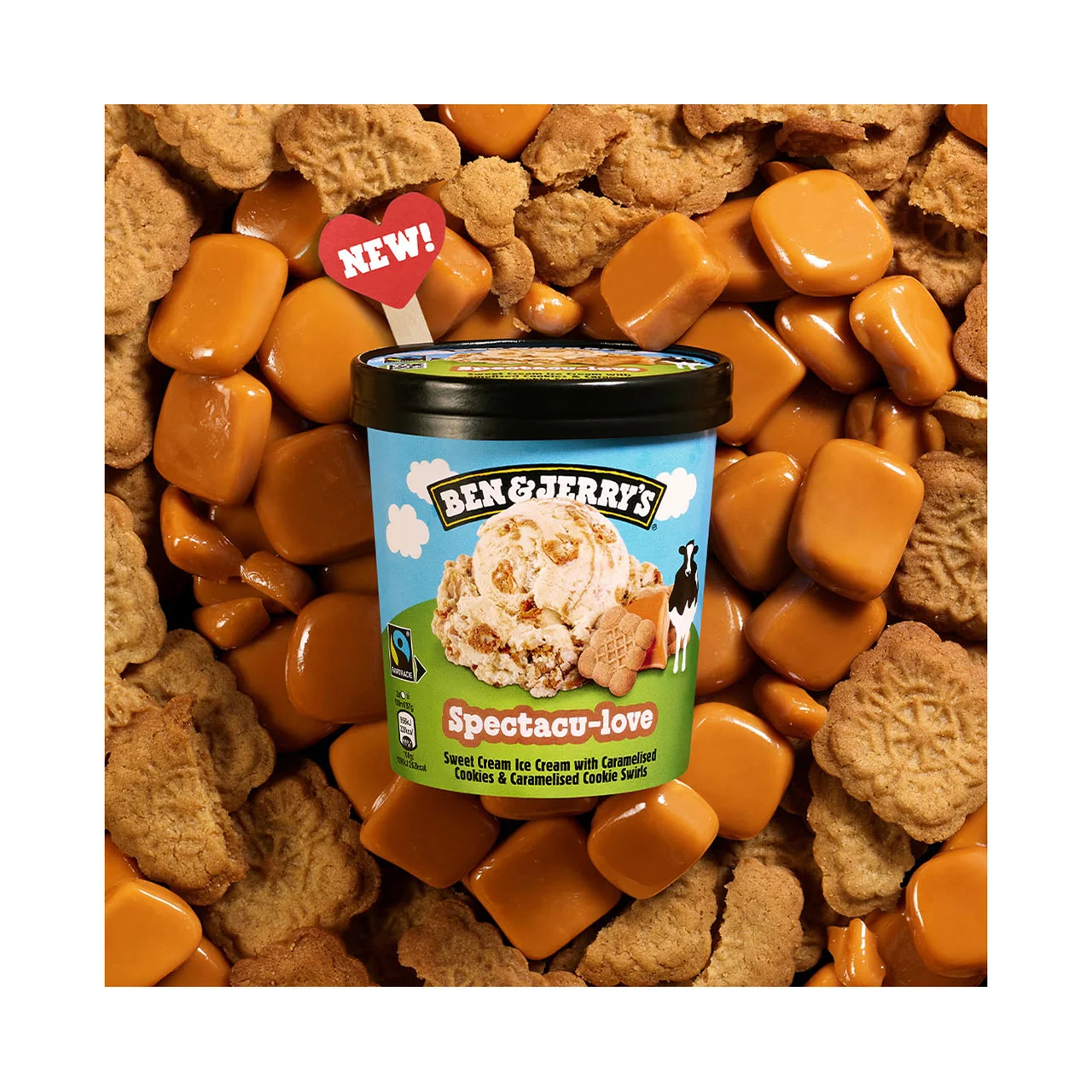 BEN & JERRY´S Spectacu-love tarrina de helado de nata con galletas caramelizadas con canela 465 ml.