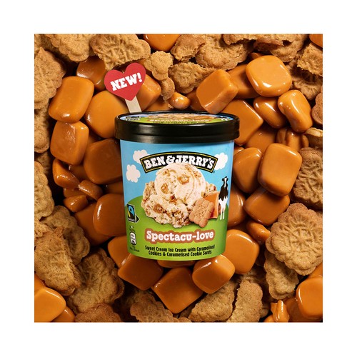 BEN & JERRY´S Spectacu-love tarrina de helado de nata con galletas caramelizadas con canela 465 ml.