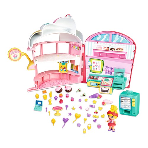 Escenario de juego Pastelería con accesorios y muñeca mix & match PINYPON.