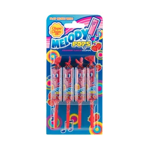 CHUPA CHUPS Caramelo con palo de sabor fresa, Melody Pops 4 uds. x 15 g.