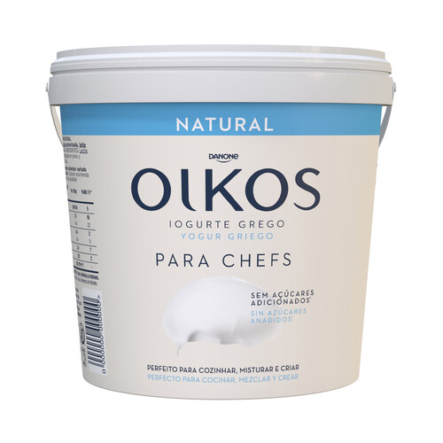 OIKOS Yogur griego natural sin azúcares añadios, especial para cocinar y mezcla de Danone 900 g.