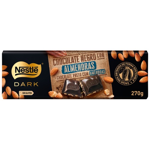 NESTLÉ Dark Chocolate negro con almendras 270 g.