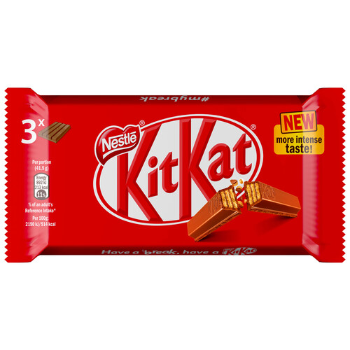 KIT KAT Barritas de chocolate con leche 3 uds. 41,5 g.