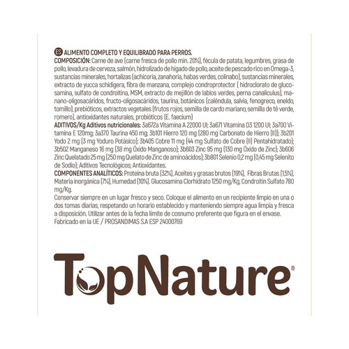 TOPNATURE Alimento seco para perros con carne fresca de pollo ( 20 %) TOPNATURE 3 kg.