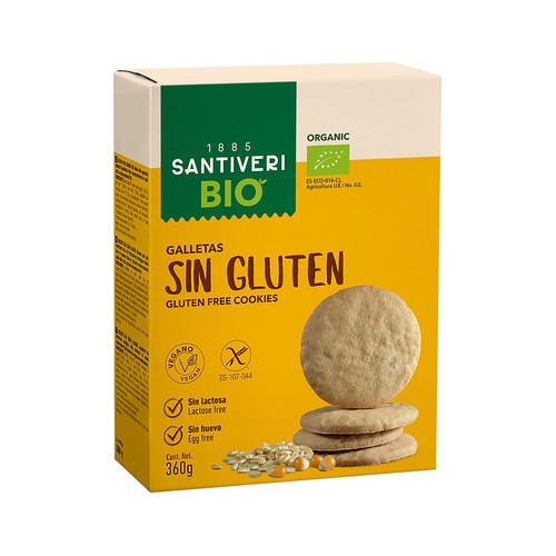 SANTIVERI Galletas sin gluten ecológicas SANTIVERI BIO DIGESTIVE 360 g.