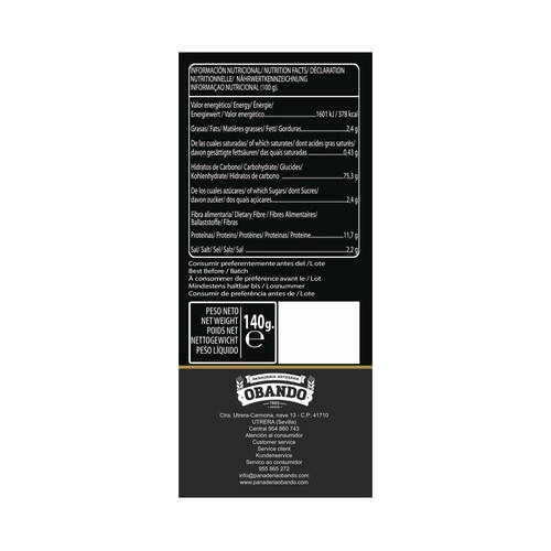 OBANDO Cucharas de pan gourmet 140 g.