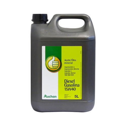 Aceite mineral para vehículos con motor diésel y gasolina, 15W40, PRODUCTO ECONÓMICO ALCAMPO 5 litros.