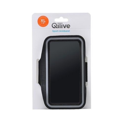 Brazalete deportivo compatible con smartphone de hasta 15,24cm (6"), QILIVE, tamaño XL.