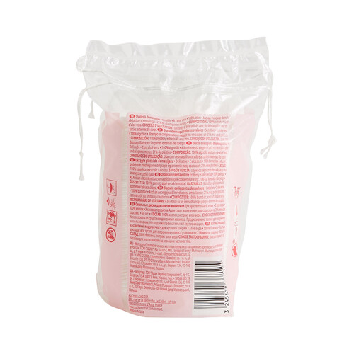 PRODUCTO ALCAMPO Discos desmaquillantes ovalados de algodón 100%, con aloe vera AUCHAN Sensitive 50 uds.
