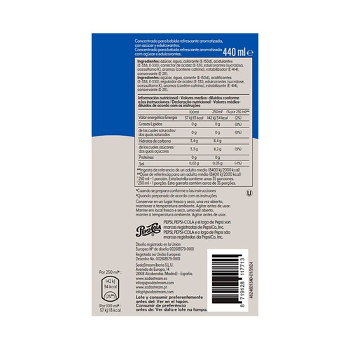 SODASTREAM Sirope pepsi regular 440 ml.