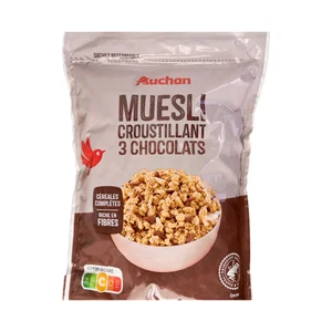 PRODUCTO ALCAMPO Cereal granola Crousty 3 chocolates 450 g.