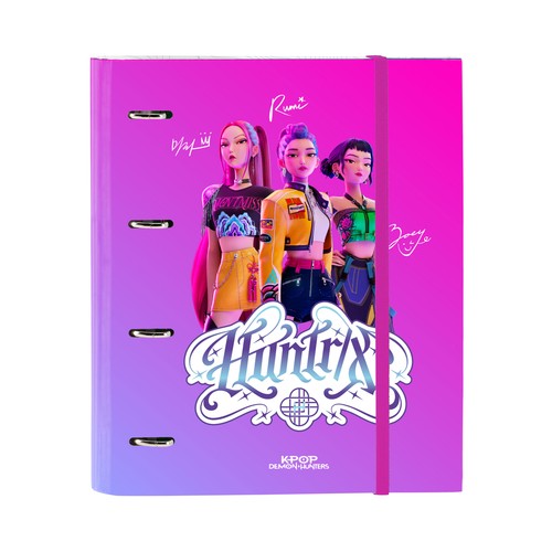 Carpeta de anillas A4 con recambio 100 hojas goma y 5 separadores. K-POP