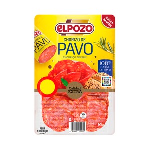 Imagen de ELPOZO Chorizo pavo extra cortado en lonchas 65 g.