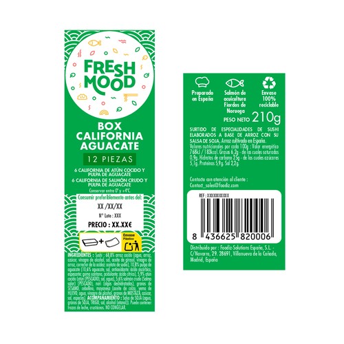 FOODIZ Box California con aguacate 12 uds. 210 g.
