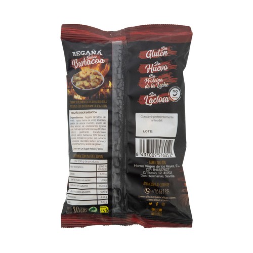 PANCELIAC Regañá sin gluten sabor barbacoa 80 g.