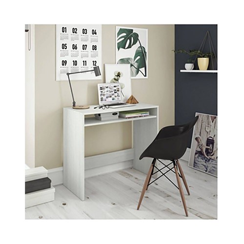 Mesa de escritorio 79 x 78 x 43 cm, color blanco alpes, Oak HABITDESIGN.