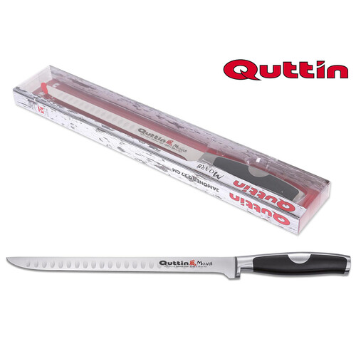 Cuchillo jamonero con hoja alveolada de 27cm., Moaré QUTTIN.