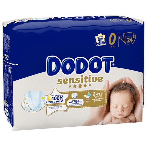 DODOT Sensitive Pañales talla 0 para recien nacidos (-3 kg) 24 uds.