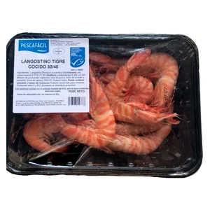 PESCAFACIL Langostino tigre cocido congelado 30/40 500 g.