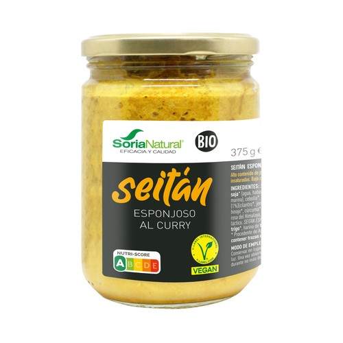 Seitán esponjoso al curry ecológico SORIA NATURAL 375 g.