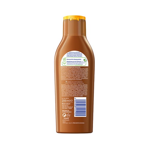NIVEA Sun Loción solar bronceadora con zanahoria y factor de protección 6 (bajo) 200 ml.