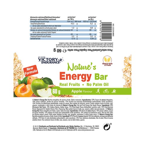 WEIDER Barritas de avena y fruta 60 g.