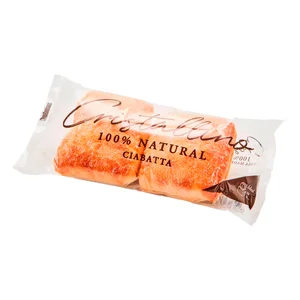 CRISTALLINO Ciabatta (chapata) cristal 100% natural 2 uds. 190 g.