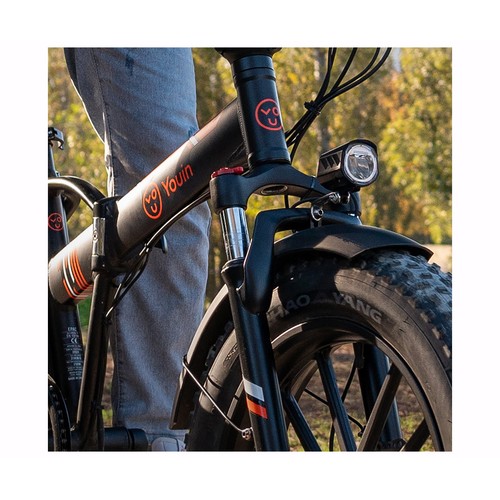 Bicicleta eléctrica YOUIN BK1201B Texas V3 plegable de color negro,  250W 36V, autonomía de 45Km, 25Km/h, ruedas 20" FAT..