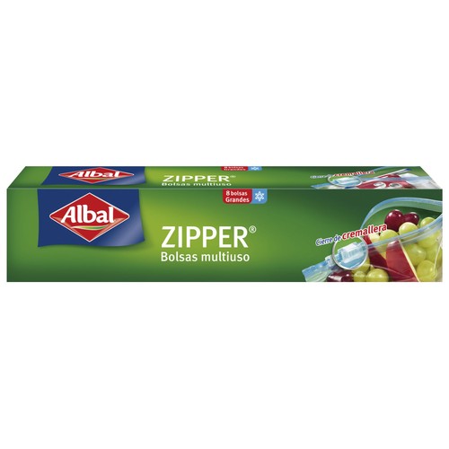Imagen de Bolsa multiusos con cierre zip de tamaño grande ALBAL 3 litros 8 uds.