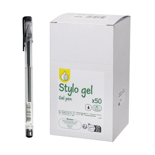 Bolígrafos de tinta negra de gel color negro, PRÓDUCTO ECONÓMICO ALCAMPO.ALCAMPO.