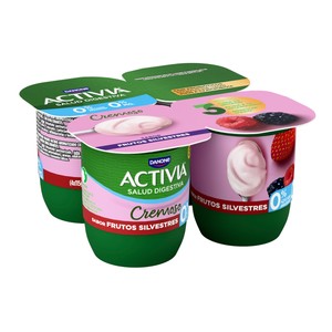 Imagen de ACTIVIA Bifidus cremoso, desnatado (0% materia grasa) y con sabor frutos silvestres Cremoso 0% de Danone 4 x 120 g