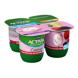ACTIVIA Bifidus cremoso, desnatado (0% materia grasa) y con sabor frutos silvestres Cremoso 0% de Danone 4 x 120 g