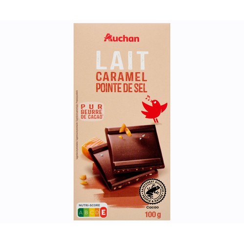 PRODUCTO ALCAMPO Chocolate con leche, caramelo y sal tableta de 100 g.