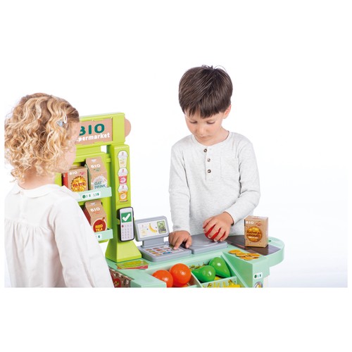 Supermercado Bio con sonidos ¡con menos plástico y más cartón! Contiene 20 Accesorios, 78x19x59,5 Cm, CHICOS