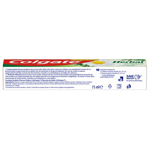 COLGATE Herbal original Pasta de dientes con flúor y extractos de plantas 75 ml.