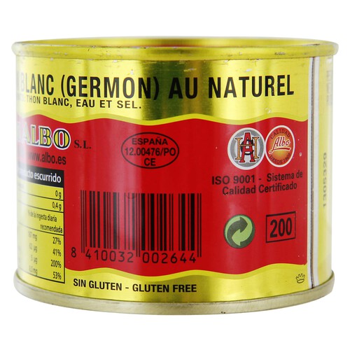 ALBO Bonito del norte al natural ALBO 140 g.