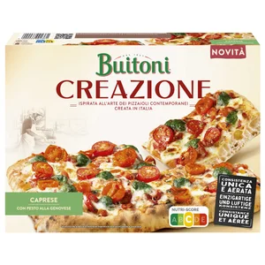 BUITONI Creazione Pizza congelada con tomates cherry, semisecos, salsa pesto y queso 435 g.