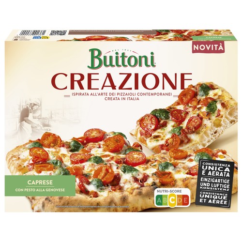 BUITONI Creazione Pizza congelada con tomates cherry, semisecos, salsa pesto y queso 435 g.