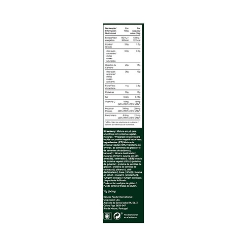 KENCKO Mix de proteinas vegetales con frutas deshidratadas y sabor a fresa 2 x 35 g.