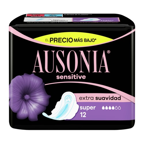 AUSONIA Compresas super con alas AUSONIA Sensitive 12 uds.