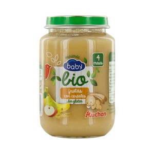Imagen de ALCAMPO BABY Bio Tarrito de frutas (pera, manzana, plátano y naranja) con cereales a partir de 4 meses 200 g.