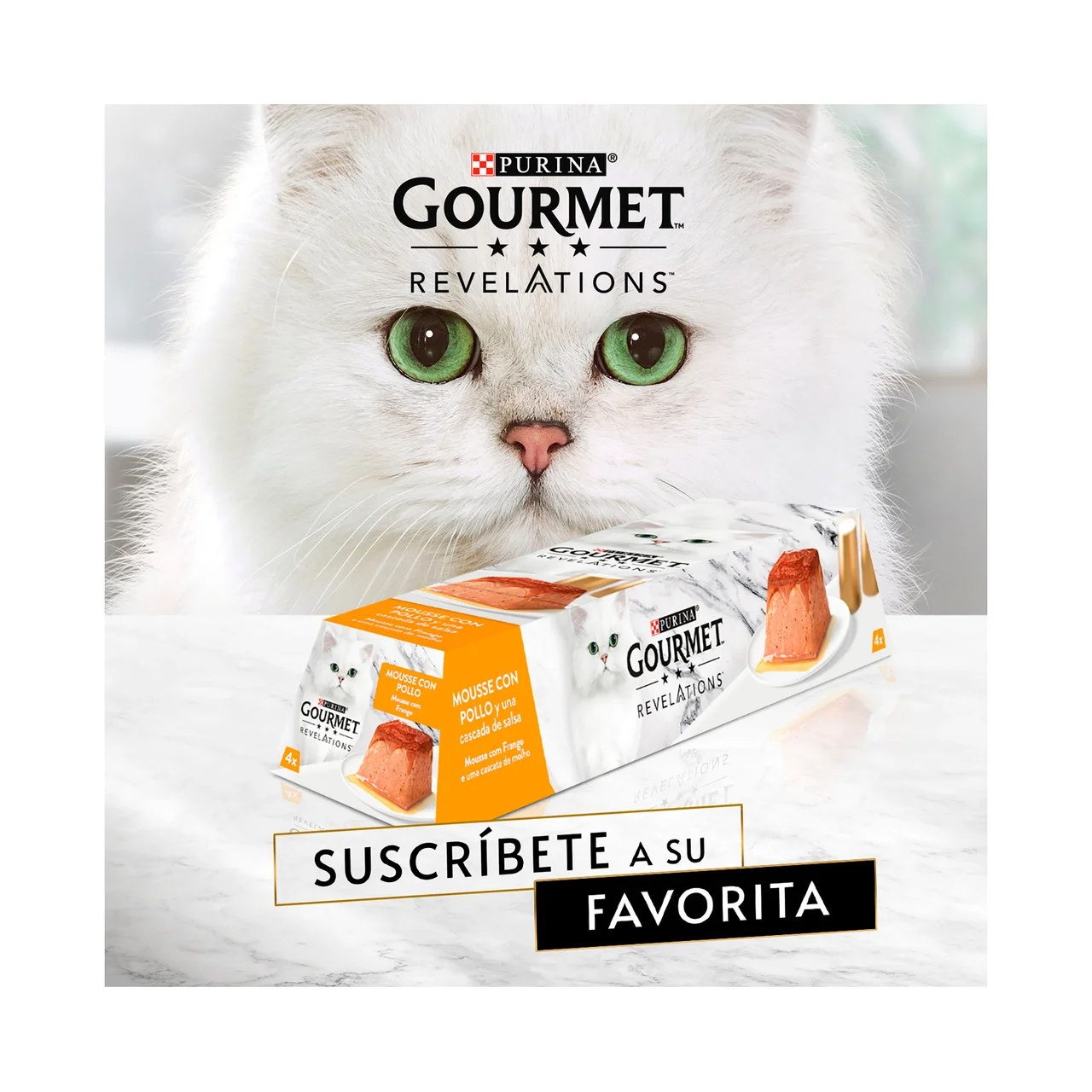 PURINA GOURMET Alimento gatos húmedo, mousse con pollo PURINA GOURMET 4 uds. x 57 g.