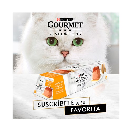 PURINA GOURMET Alimento gatos húmedo, mousse con pollo PURINA GOURMET 4 uds. x 57 g.