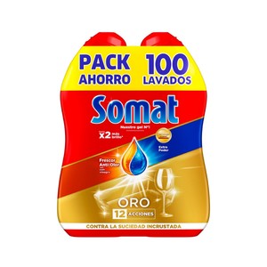 SOMAT Detergente lavavajillas en gel para máquinas anti olores SOMAT 2 uds. x50 ds. 2 l.