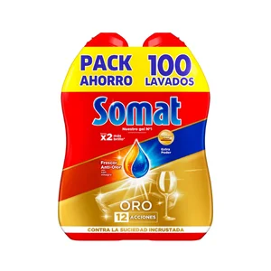 SOMAT Detergente lavavajillas en gel para máquinas anti olores SOMAT 2 uds. x50 ds. 2 l.