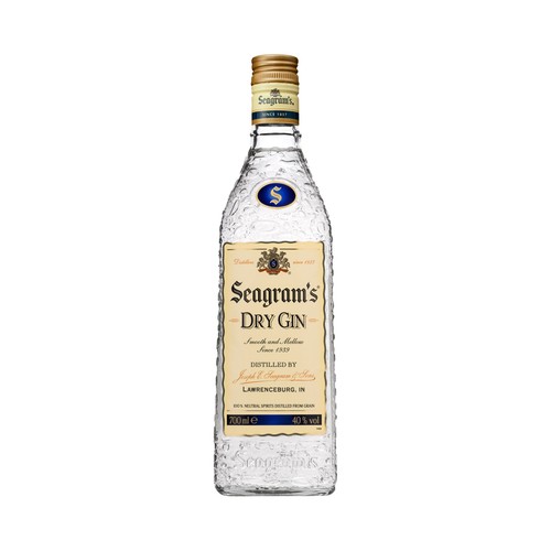 Ginebra americana tipo Dry Gin SEAGRAM'S botella de 70 cl.