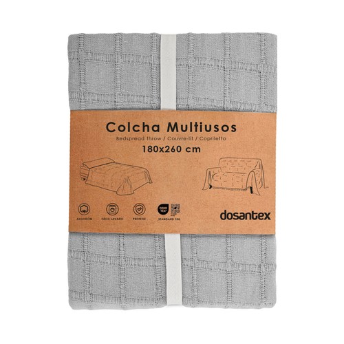 Colcha multiusos 180x260cm cuadros, 70% algodón, 30% poliéster. TEXTILES DOSAN