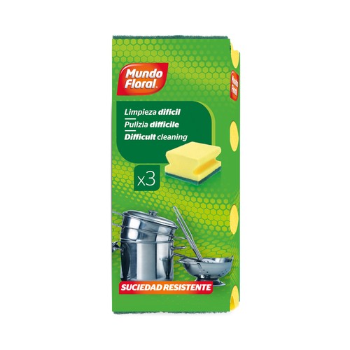 MUNDO FLORAL Salvauñas con fibra verde, especial para limpiezas difíciles MUNDO FLORAL 3 uds.
